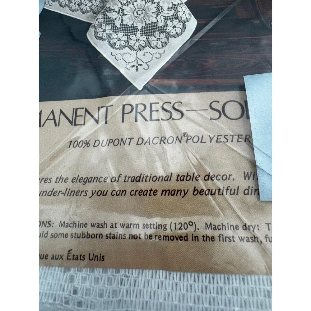 Vtg Lancaster Lace Tablecloth White 60x90 Oval New NIP DuPont Dacron Polyester